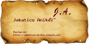 Jakatics Anikó névjegykártya