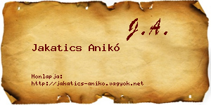 Jakatics Anikó névjegykártya